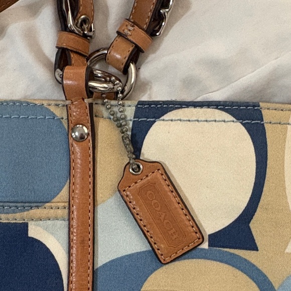 Coach Multicolor Tote with Blue and Tan Accents - Picture 3 of 3